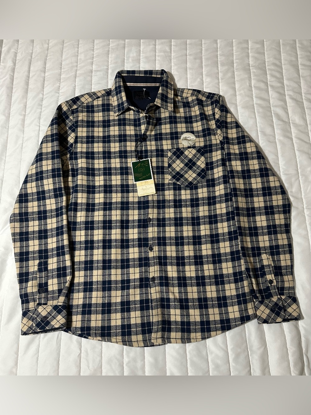 Nomad Navy and Cream Plaid Casual Button-Down Shirt